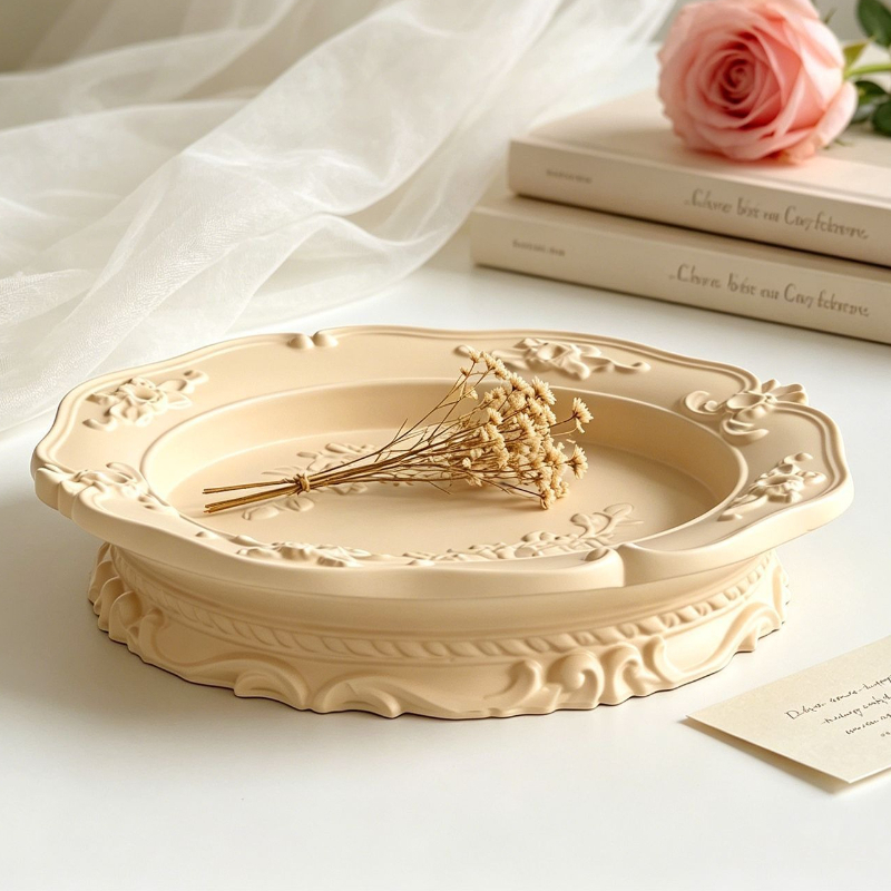 Soap Making Oven - Elegante Vintage Barock-Spitzen-Silikonform, Runde Ovale Relief-Form