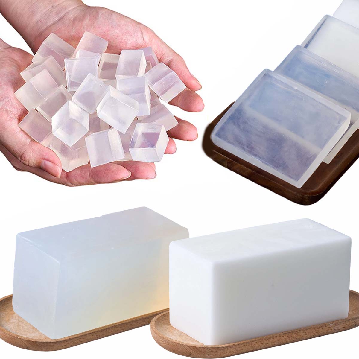 Soap Making Material Wholesale - 1000g Glycerin-Seifenbasis, DIY handgemachte Seifenbasis, transparent,