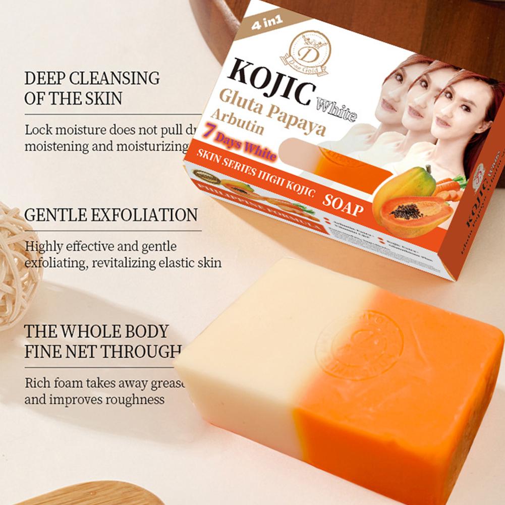 Essential Oil Soap - 160g Papaya-Kojic-Säure-Ölseife, Vitamin-C-Reinigungsbad, feuchtigkeitsspendende, handgemachte Seife