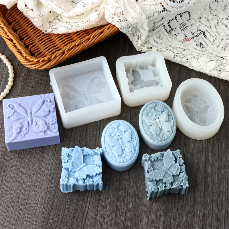 Soap Making Gifts - Silikon-Seifenform mit Blumen-, Schmetterlings- und Pflanzenmuster,