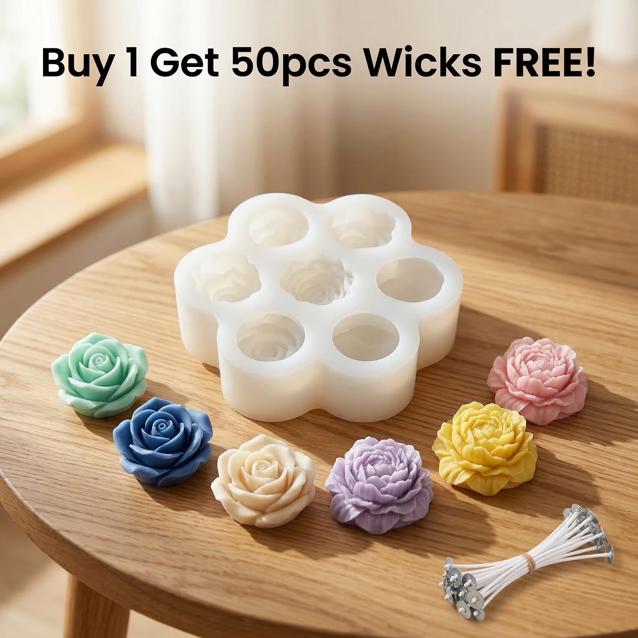 Soap Making Kit Amazon - 3D Rosenblüten-Silikonform-Set mit 50 Stück 7cm