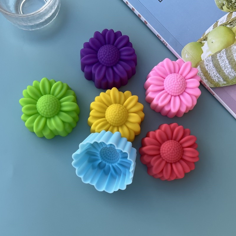 Soap Making Oven - 6-teiliges Set Antihaft-Silikonformen mit Blumendesigns für