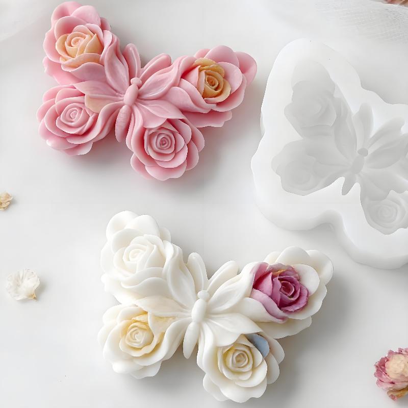 Soap Making Oven - DIY Rosen-Schmetterling Silikonform Handgemachte Aroma-Kerzen Gips
