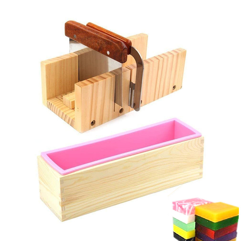 Soap Making Book For Beginners - 1,2L Silikon-Seifenformen-Set 42 oz Rechteckige Holz-Silikon-Seifenform
