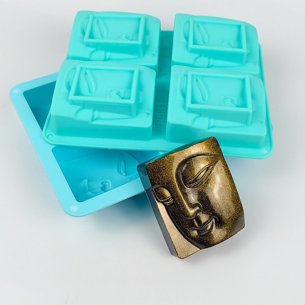 Soap Making At Home - 4 Löcher Buddha Porträt Seifen form